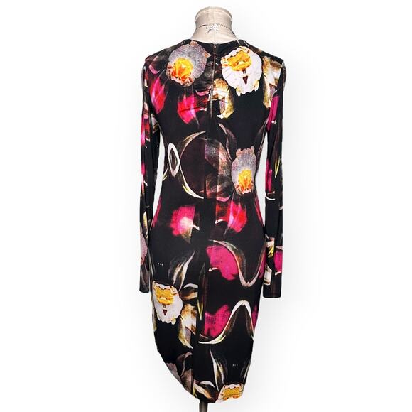 TED BAKER Long Sleeve Sheath Dress Twisted Knot Ruched Floral Cocktail Office - Picture 8 of 12